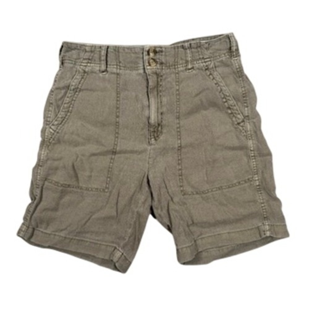 American Eagle Utility Linen Blend Shorts 4 Women Green Cargo High Rise